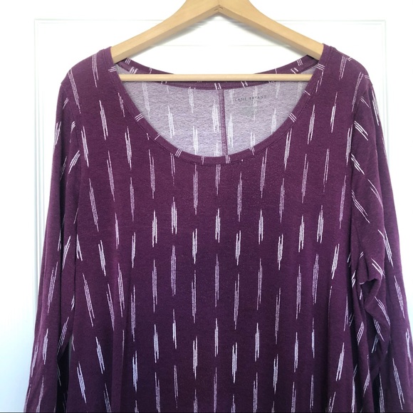 Lane Bryant Purple and Abstract White Line Swing Tee with 3/4 Sleeves - Picture 3 of 12